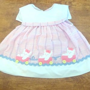 Sailor collar pink and white seersucker dress